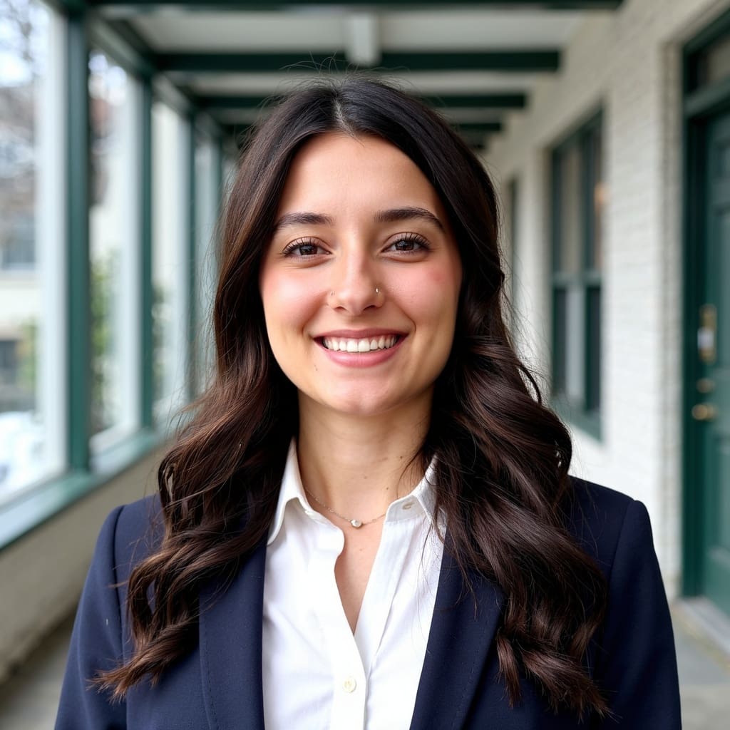 Smiling young woman in blazer
